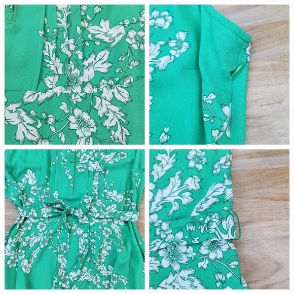 🔸️Nanette Lapore Green Lyst Floral Print Pintuck Sleeveless Dress Size 10 - Picture 9 of 14